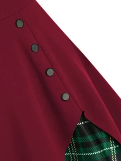 Outlet Retro Stage 1950s Sweetheart Plaid Patchwork Dress
