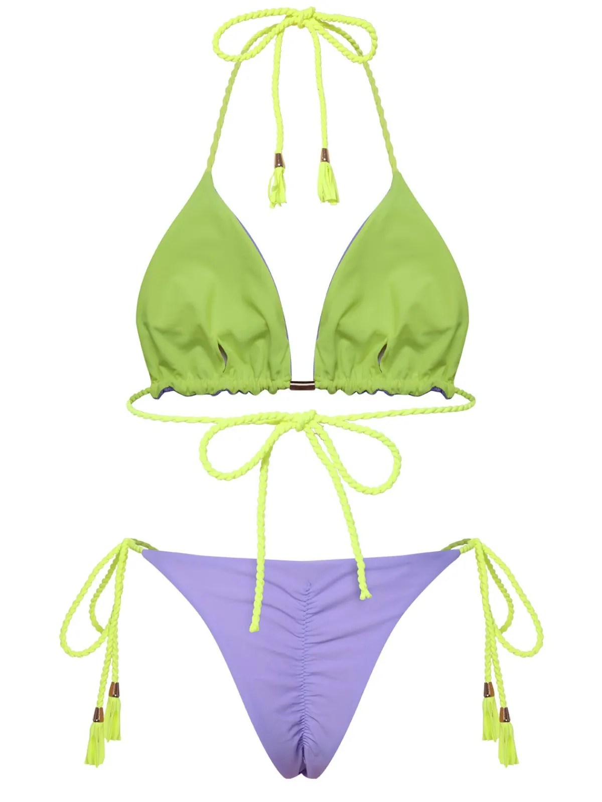 Outlet Retro Stage 1950s Tie Back Backless Braided Bikini Set