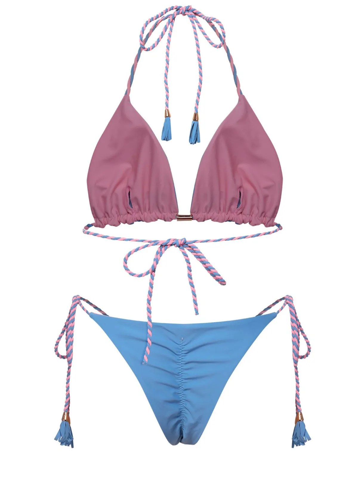 Outlet Retro Stage 1950s Tie Back Backless Braided Bikini Set