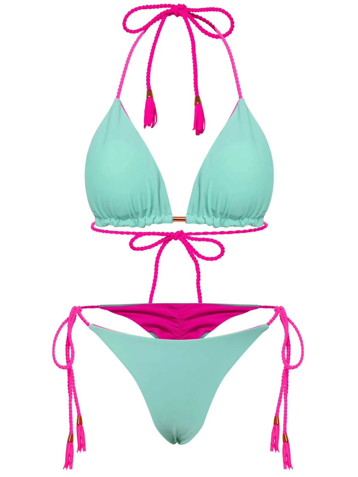 Outlet Retro Stage 1950s Tie Back Backless Braided Bikini Set