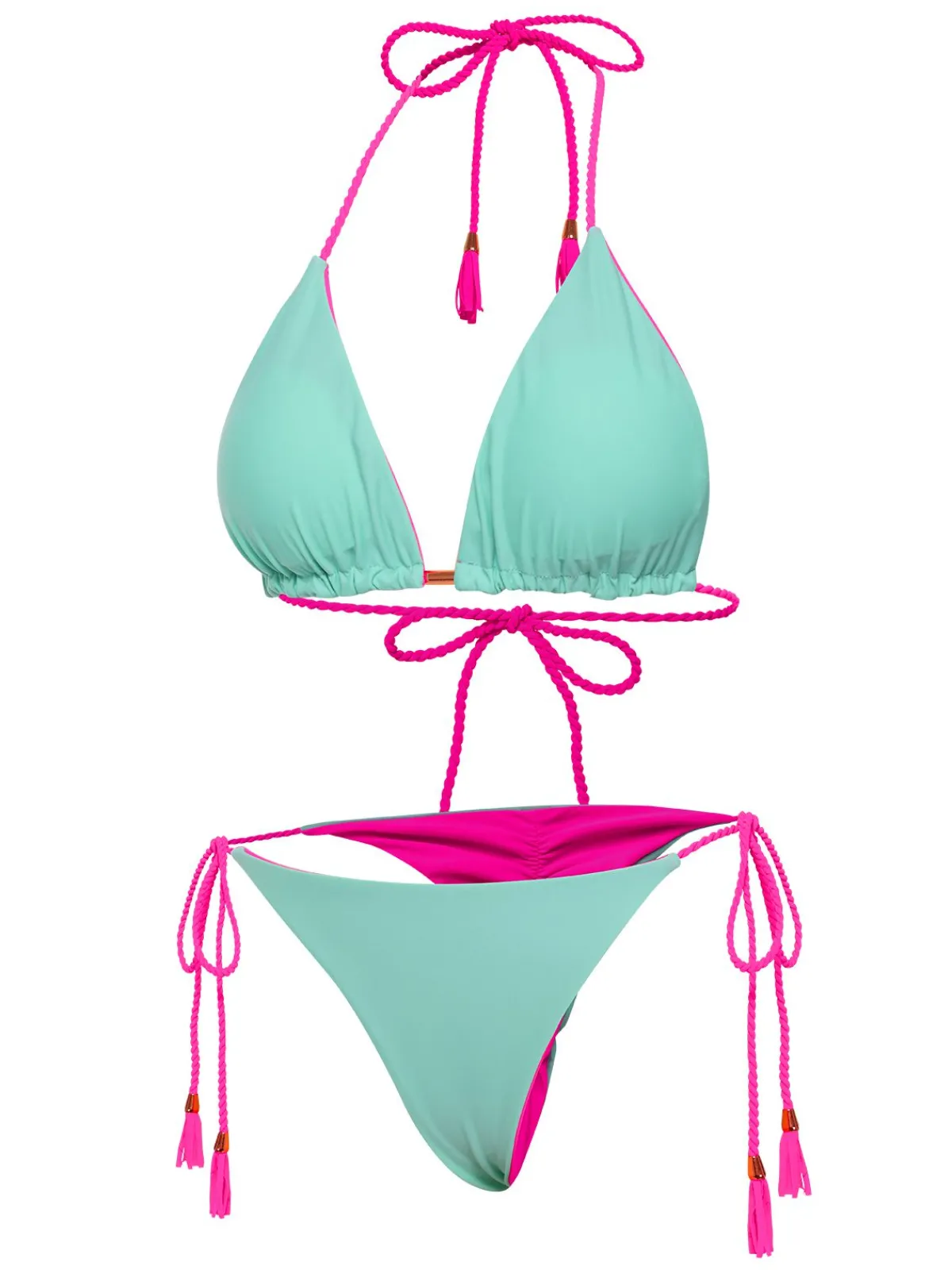 Outlet Retro Stage 1950s Tie Back Backless Braided Bikini Set