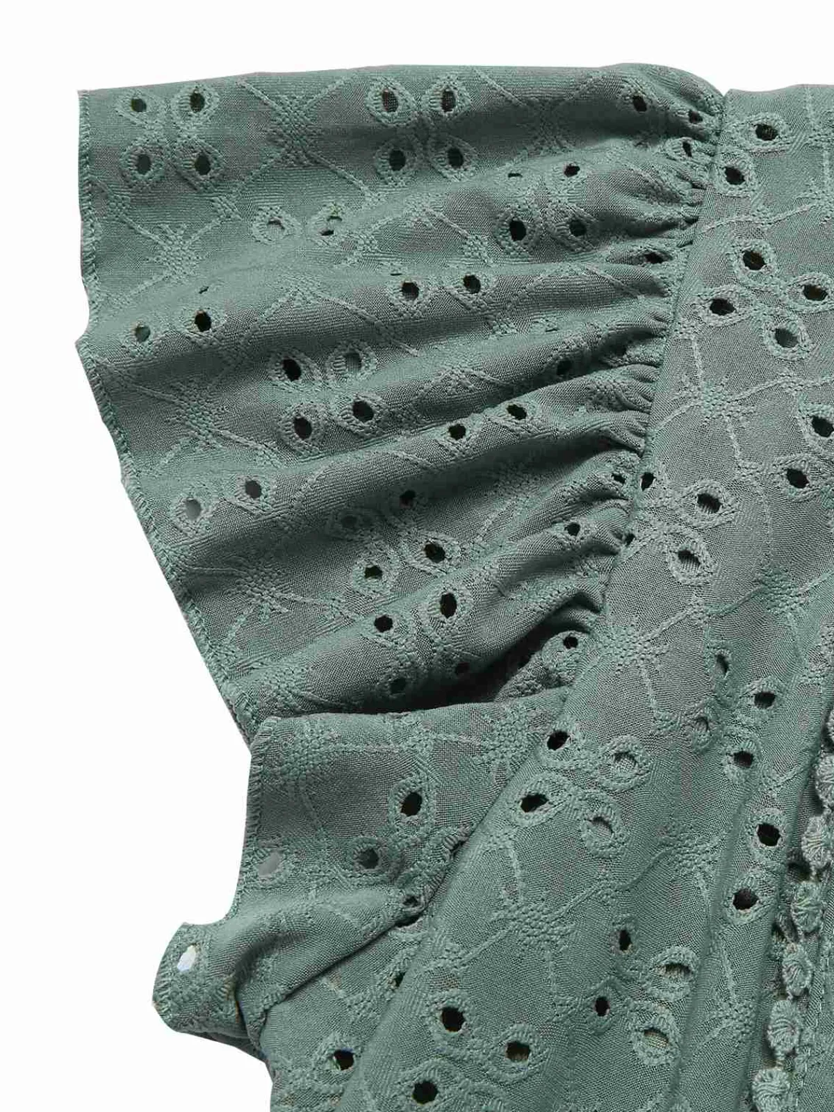Sale Retro Stage 1940s Tie Front Eyelet Embroidered Blouse