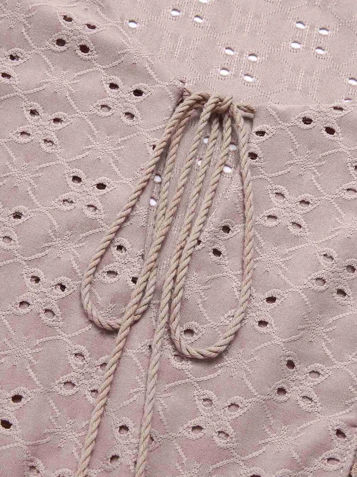 Sale Retro Stage 1940s Tie Front Eyelet Embroidered Blouse
