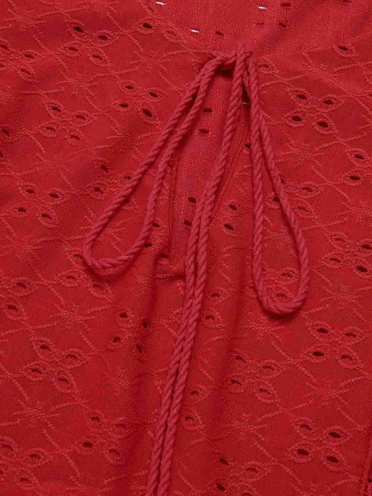 Sale Retro Stage 1940s Tie Front Eyelet Embroidered Blouse
