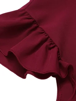 Best Retro Stage 1950s Tie Neck Cap Sleeve Tops