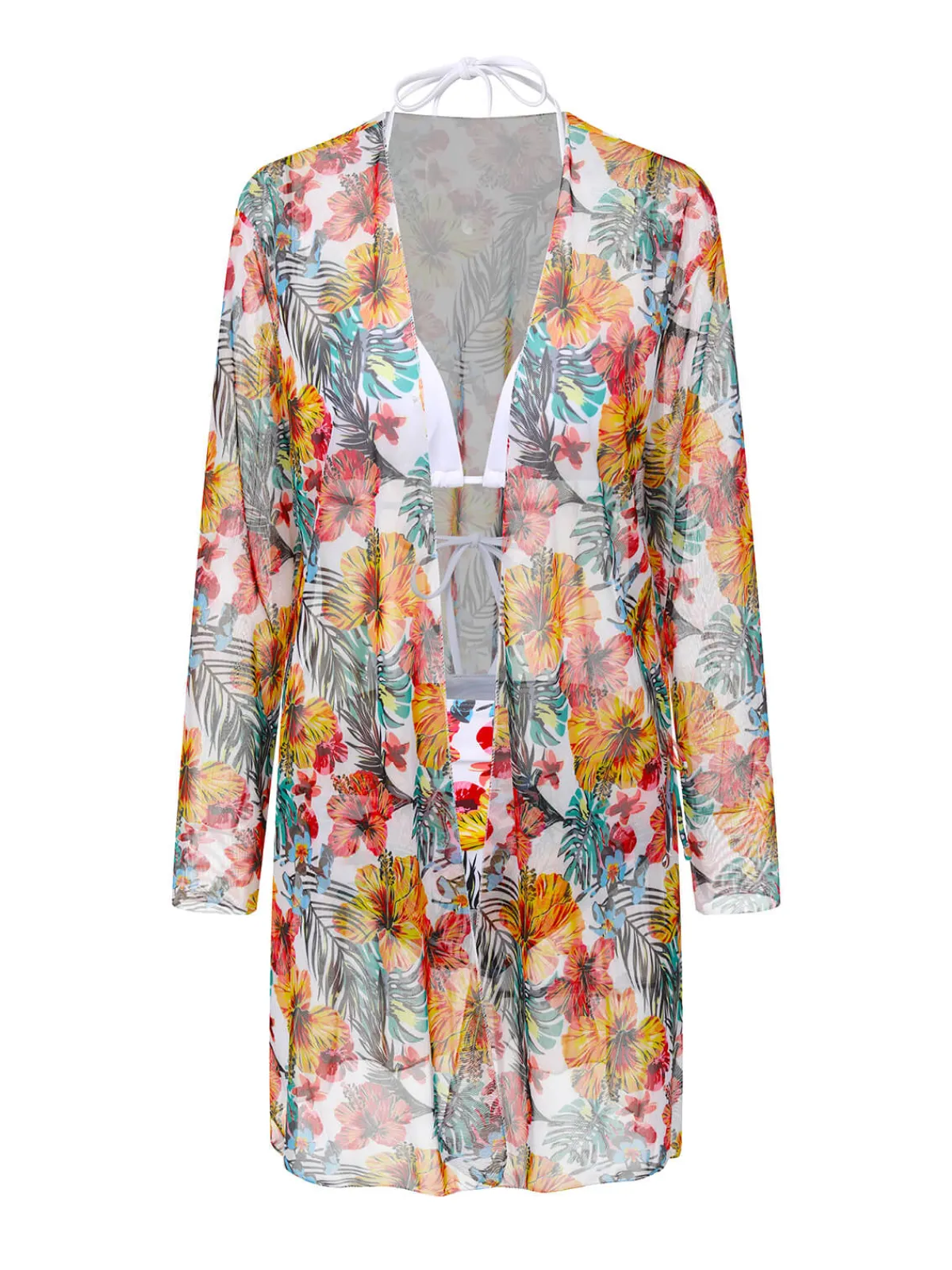Sale Retro Stage 1960s Tropical Halter Bikini Set & Cover-Up