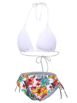 Sale Retro Stage 1960s Tropical Halter Bikini Set & Cover-Up