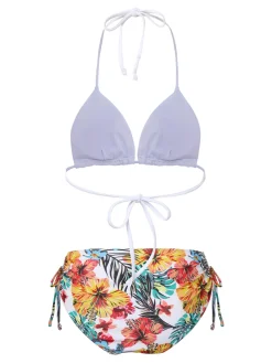 Sale Retro Stage 1960s Tropical Halter Bikini Set & Cover-Up