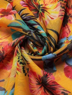 Sale Retro Stage 1960s Tropical Halter Bikini Set & Cover-Up