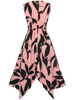 Fashion Retro Stage 1940s Twisted Irregular Hem Sleeveless Dress