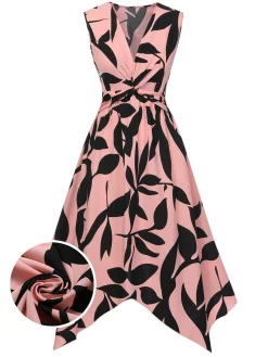 Clearance Retro Stage 1940s Twisted Irregular Hem Sleeveless Dress