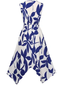 Clearance Retro Stage 1940s Twisted Irregular Hem Sleeveless Dress
