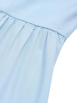 Best Retro Stage 1940s U-Neck Spaghetti Strap Pleated Dress