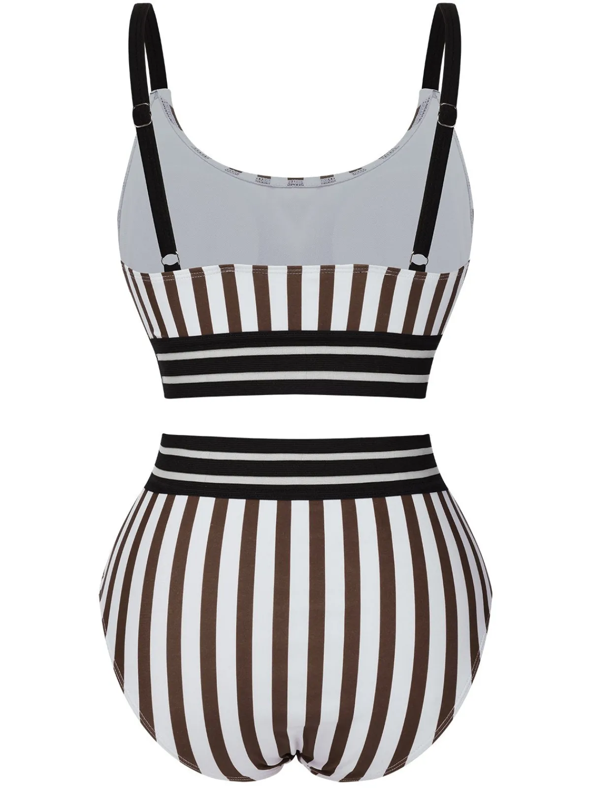 Discount Retro Stage 1950s U-Neck Vertical Stripes Straps Swimsuit