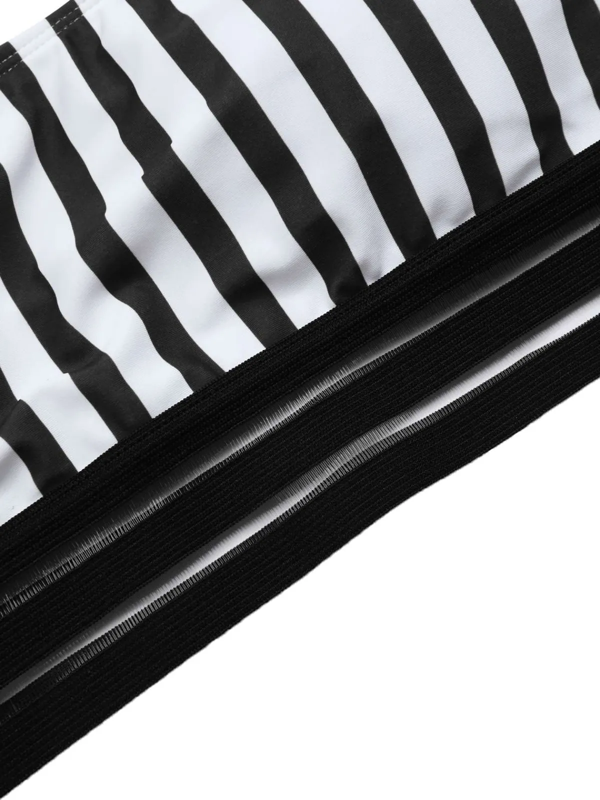 Discount Retro Stage 1950s U-Neck Vertical Stripes Straps Swimsuit