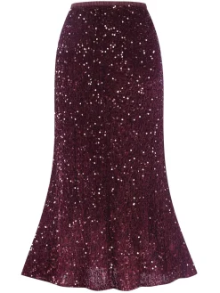Outlet Retro Stage 1930s Velvet Sequined Mermaid Skirt