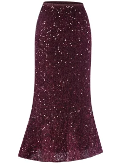 Outlet Retro Stage 1930s Velvet Sequined Mermaid Skirt