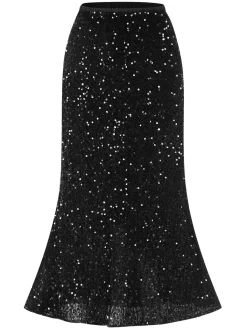 Outlet Retro Stage 1930s Velvet Sequined Mermaid Skirt