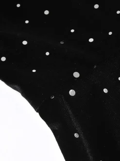 Best Retro Stage 1950s Velvet Sparkling Solid A-Line Dress
