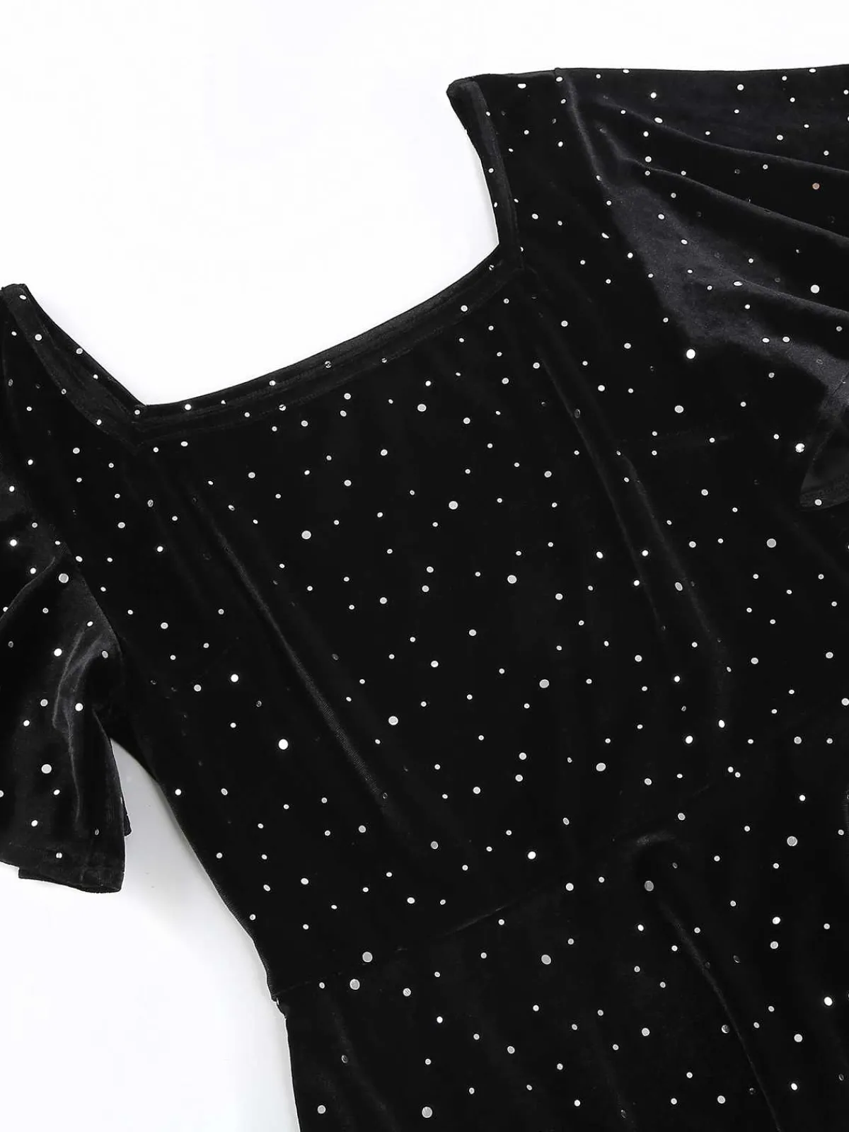 Best Retro Stage 1950s Velvet Sparkling Solid A-Line Dress