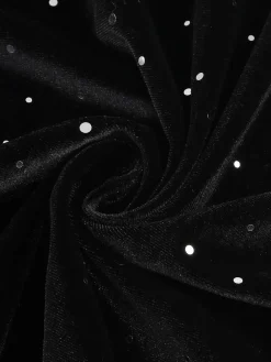 Best Retro Stage 1950s Velvet Sparkling Solid A-Line Dress