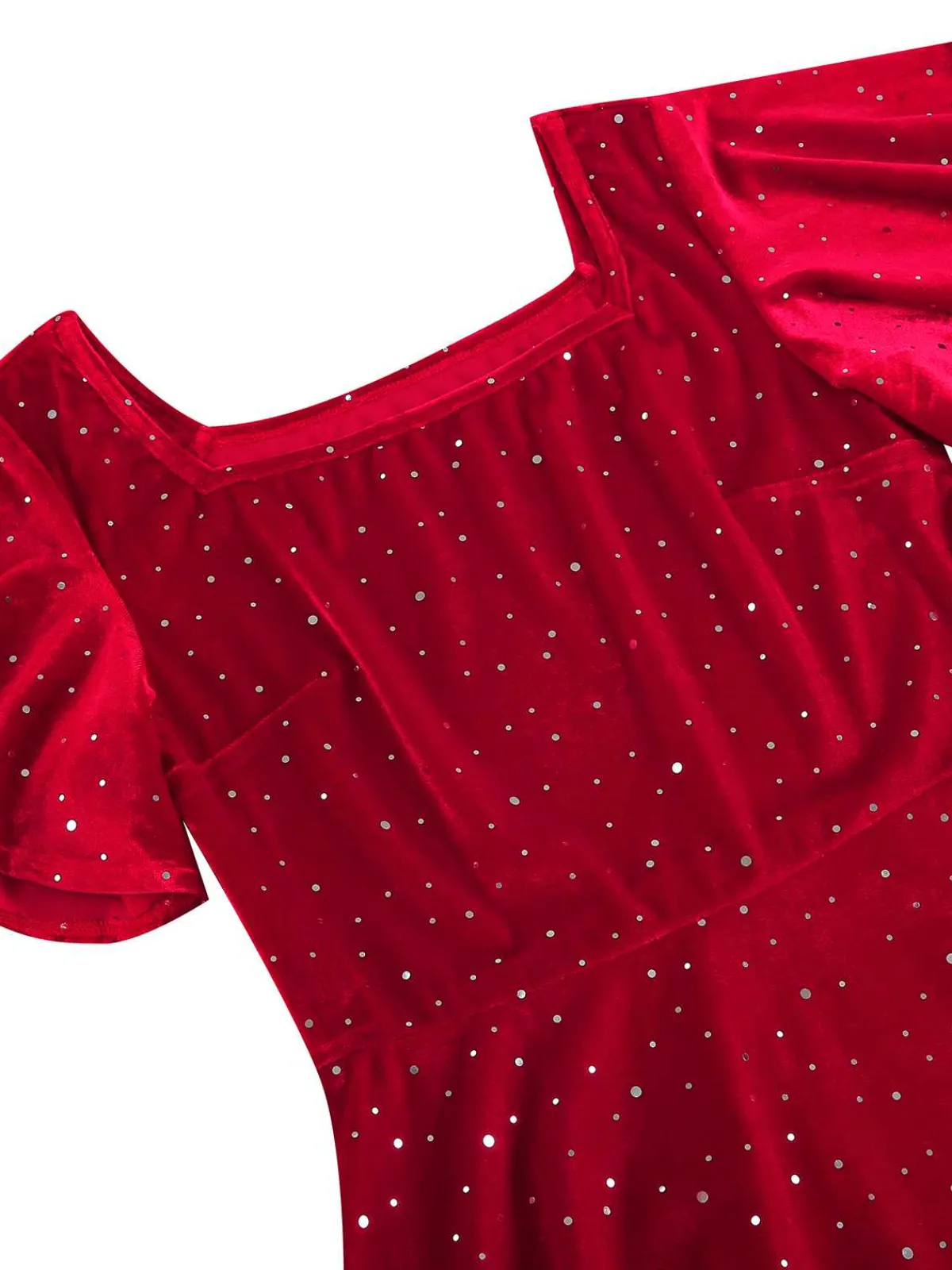 Best Retro Stage 1950s Velvet Sparkling Solid A-Line Dress