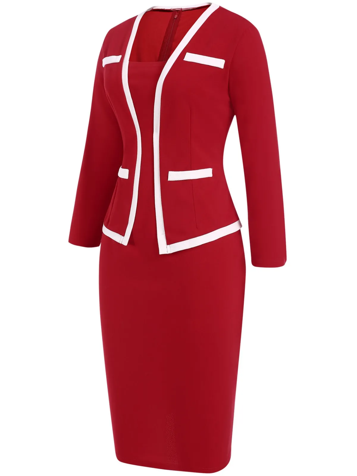 Best Retro Stage 1960s Vintage Fake-Two Pieces Pencil Dress