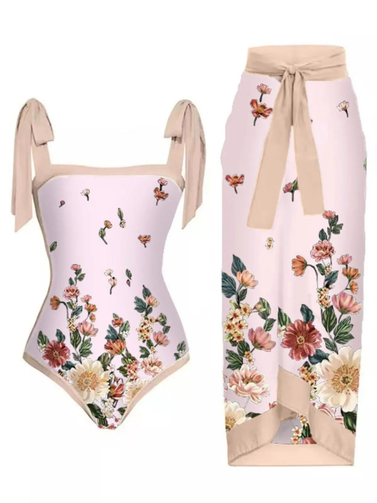 Best Retro Stage 1950s Vintage Floral Swimsuit & Cover-Up