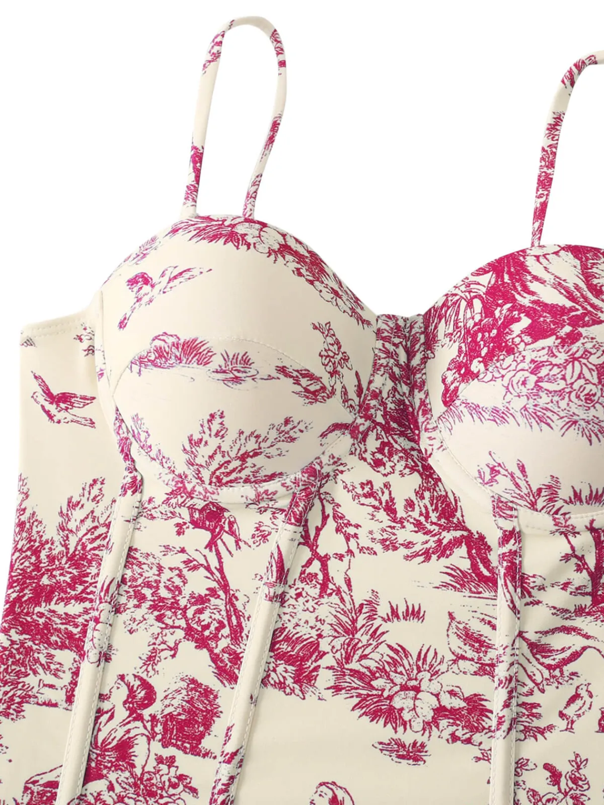 Online Retro Stage 1960s Vintage Ink Floral Swimsuit & Cover-Up