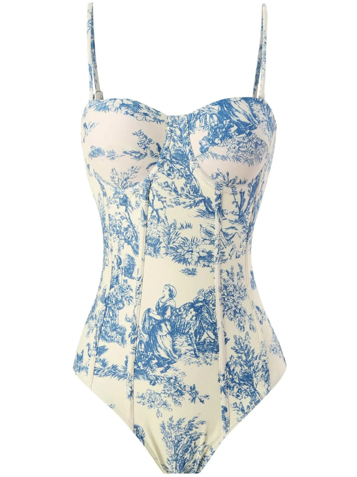 New Retro Stage 1960s Vintage Ink Floral Swimsuit & Cover-Up