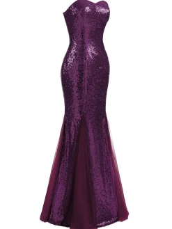Sale Retro Stage 1930s Vintage Sequin Strapless Dress