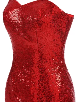 Sale Retro Stage 1930s Vintage Sequin Strapless Dress