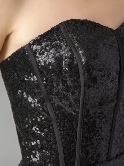 Fashion Retro Stage 1930s Vintage Strapless Bridesmaid Maxi Dress Black
