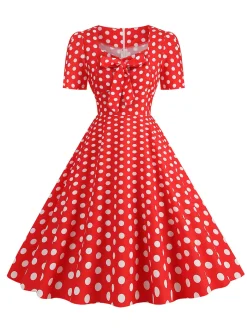 Best Retro Stage 1950s Vintage Sweetheart Bow Swing Dress