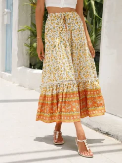 Best Retro Stage 1960s Viscose Bohemian Ditsy Floral Skirt