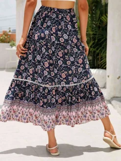 Best Retro Stage 1960s Viscose Bohemian Ditsy Floral Skirt