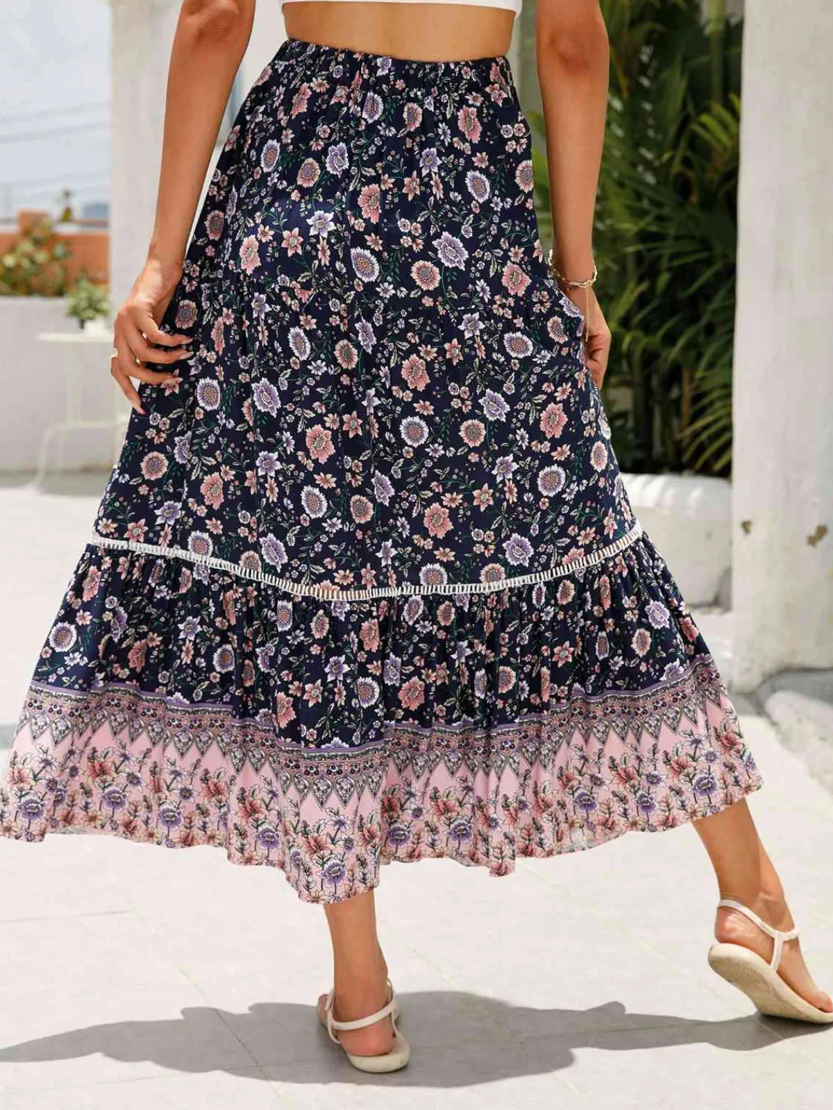 Best Retro Stage 1960s Viscose Bohemian Ditsy Floral Skirt