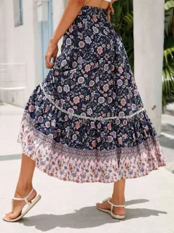 Best Retro Stage 1960s Viscose Bohemian Ditsy Floral Skirt