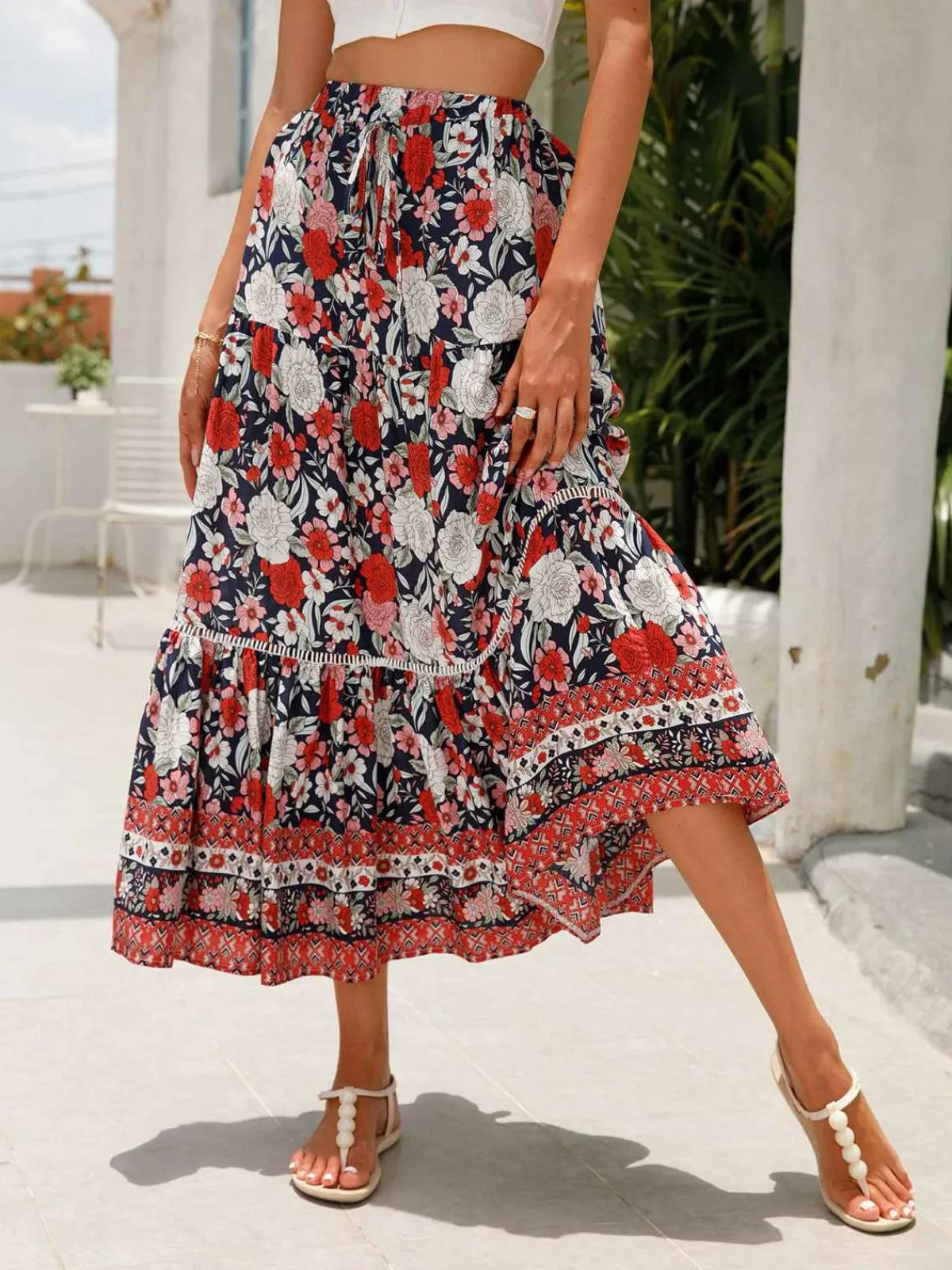 Best Retro Stage 1960s Viscose Bohemian Ditsy Floral Skirt