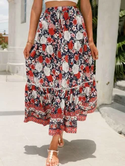 Best Retro Stage 1960s Viscose Bohemian Ditsy Floral Skirt