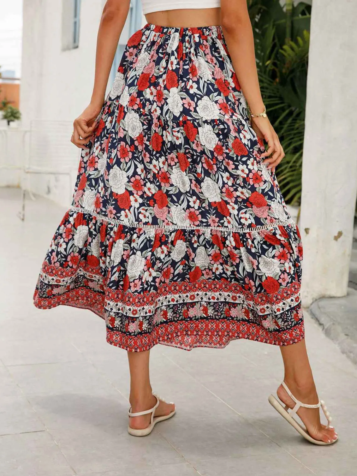 Best Retro Stage 1960s Viscose Bohemian Ditsy Floral Skirt