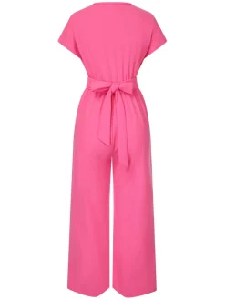 Best Retro Stage 1960s V-Neck Belted Solid Jumpsuit