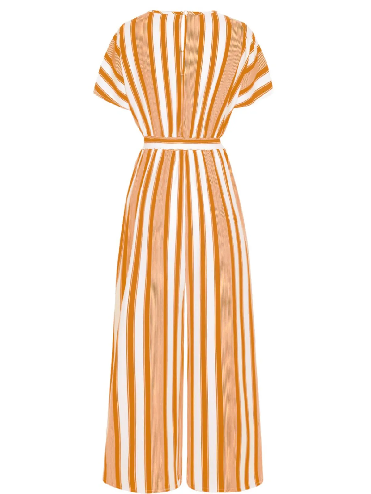Sale Retro Stage 1970s V-Neck Contrast Stripes Jumpsuit