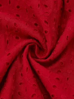 Clearance Retro Stage 1940s V-Neck Cutout Cotton Smocked Ruffled Dress