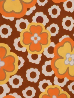 Outlet Retro Stage 1970s V-Neck Floral Belted Sleeveless Jumpsuit Orange