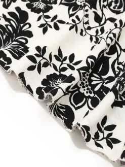 Clearance Retro Stage 1970s V-Neck Floral Cap Sleeve Midi Dress White
