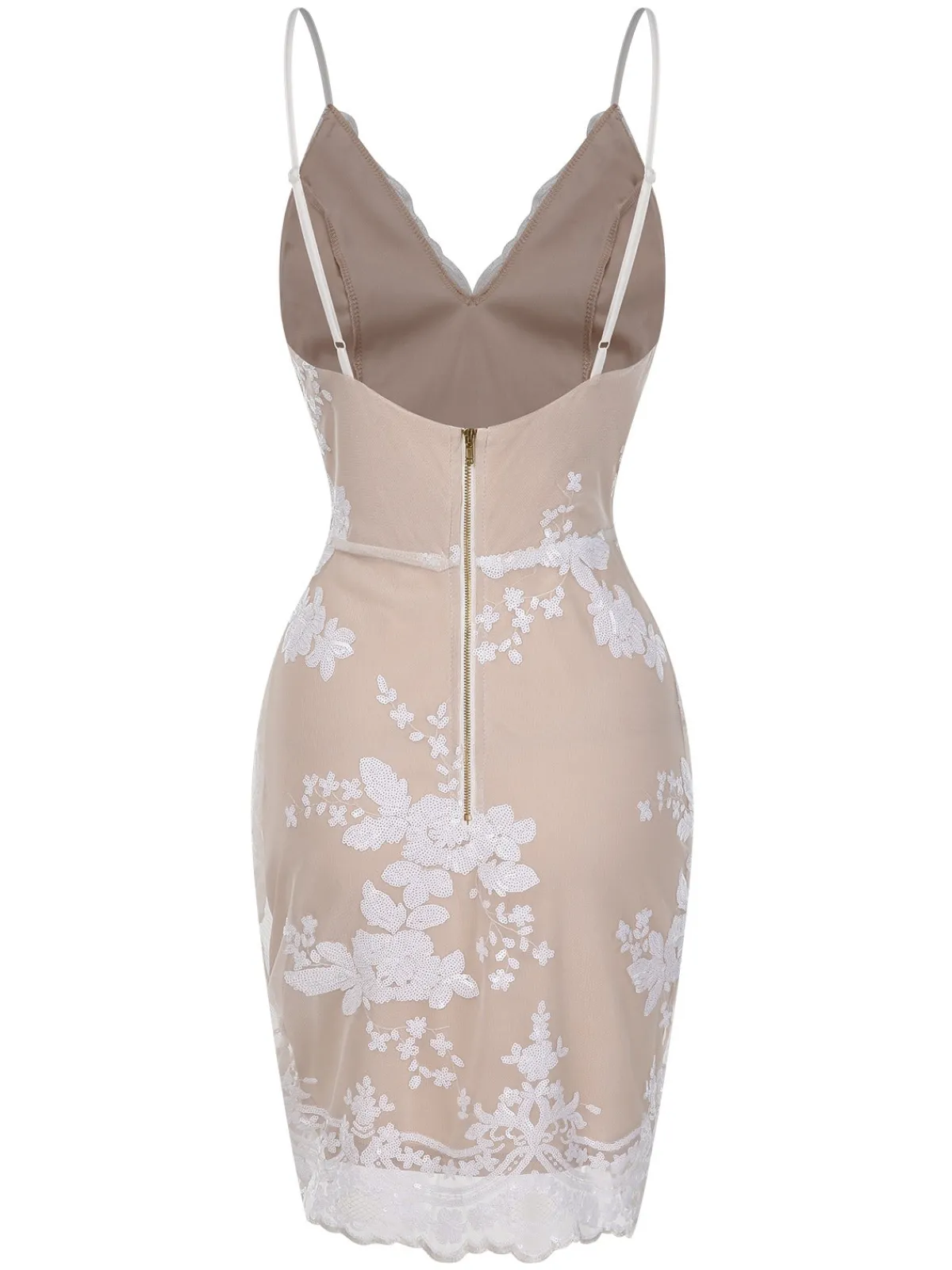 Outlet Retro Stage 1970s V-Neck Floral Sequined Straps Dress