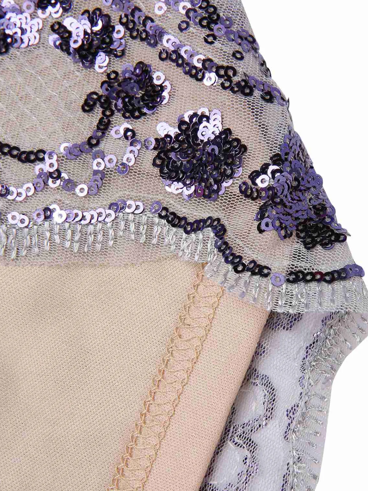 Outlet Retro Stage 1970s V-Neck Floral Sequined Straps Dress