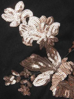 Outlet Retro Stage 1970s V-Neck Floral Sequined Straps Dress