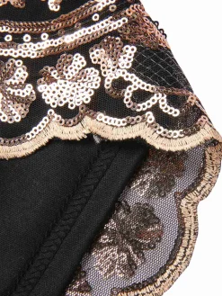 Outlet Retro Stage 1970s V-Neck Floral Sequined Straps Dress